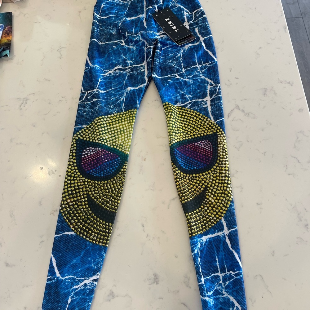 NWT Terez Crystal Emoji Leggings